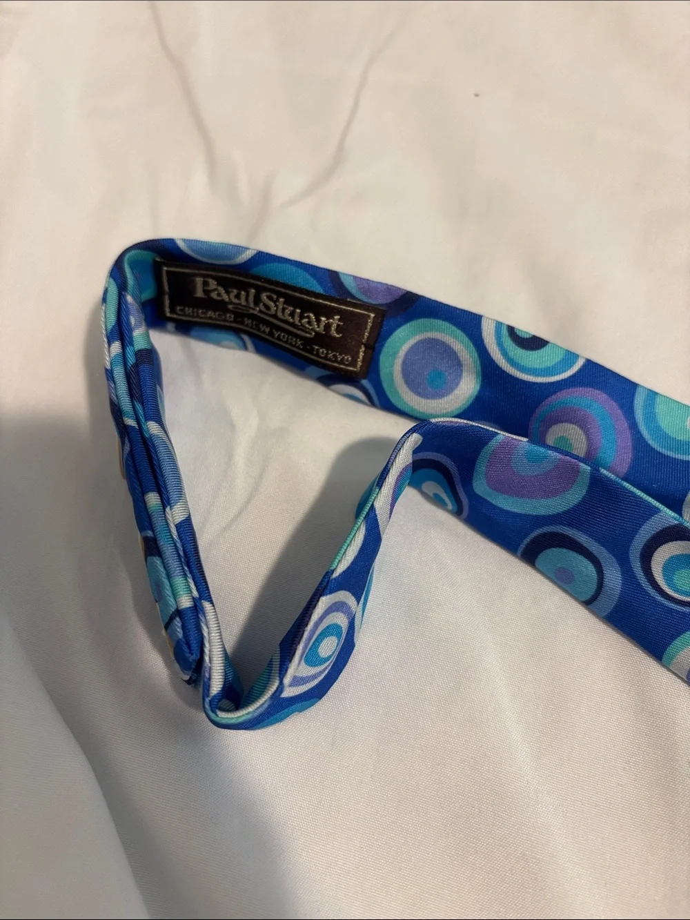 Paul Stuart Blue Multi-Color Circle Pattern Bow Tie
